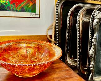 Vintage Marigold Orange Rose Bowl