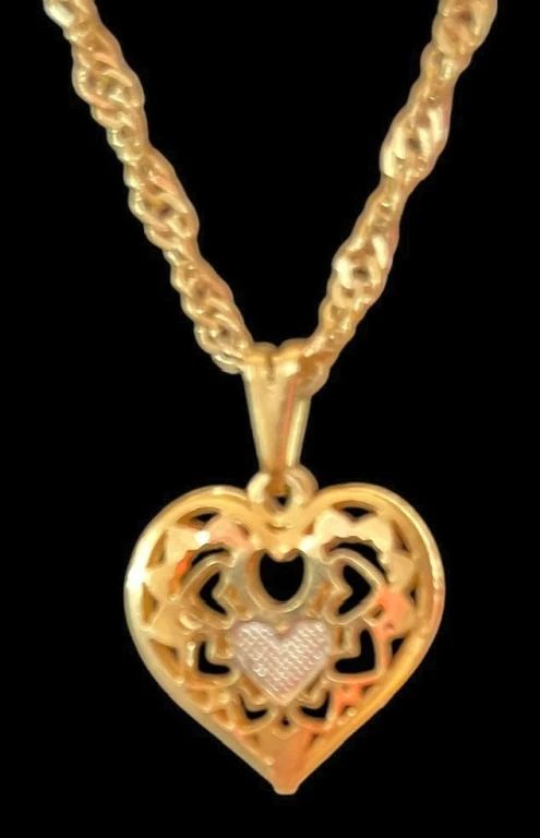 18K Gold Necklace with Heart Pendant 