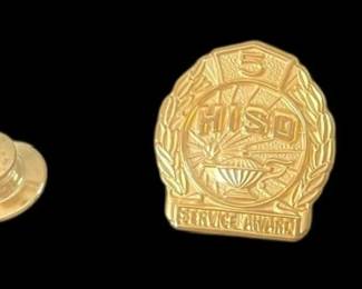 2 10K Gold HISD Service Pins Awards 