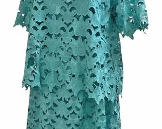 Custom Made Teal Floral Lace BlouseSkirt 