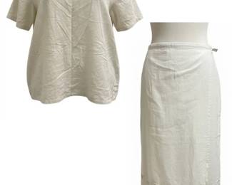 Custom Made White Blouse  Long Wrap Skirt 