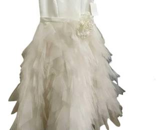 7R White Santin Top wTiered Tulle Skirt 