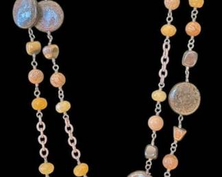 Sterling Silver 2 Tiered Chain wRock Beads 