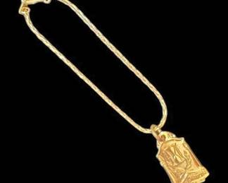 14KGP 7 Gold Bracelet with Pendant 
