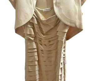 Calvin Klein Satin Taupe Dress wJacket 