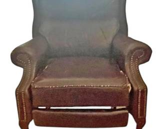 Two Brown Leather Reclining Chairs 