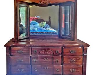 Vaughn Bassett Wood Dresser and Mirror 