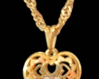 18K Gold Necklace with Heart Pendant 