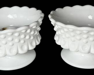 Fenton Hobnail Milk Glass Candleholders 