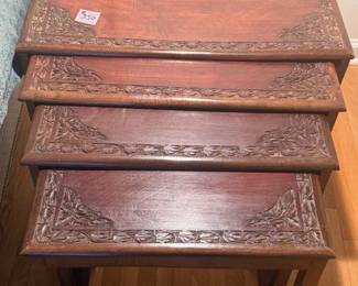NESTING TABLES IN CARVED WOOD