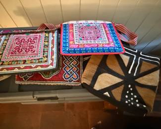 Textile bags, international, tribal, mud cloths