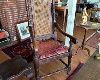 Antique cane high back chair