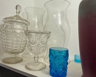 Vintage blue glass, Jars
