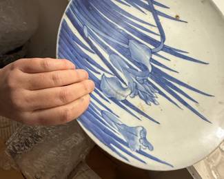 Blue & white iris platter, Chinese