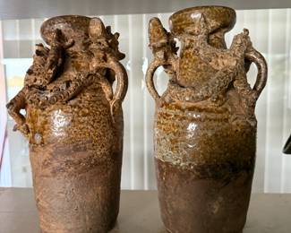 Stoneware dragon jugs vases