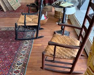 Pair antique ladderback chairs