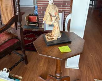 Victorian parlor table, geisha doll