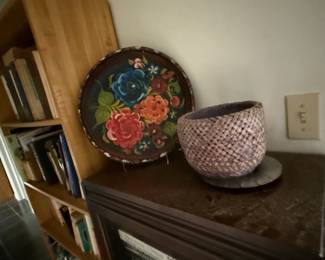 Mexican Batea painted dish, basket