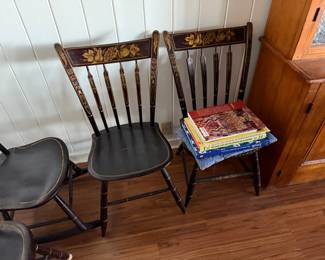 Set of antique Hitchcock painted chairs
