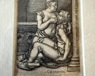 Early print by Sebald Beham, "Cimon and Pero"