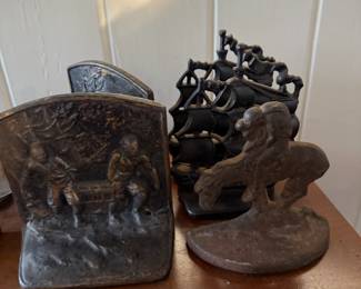 Cast iron, bronze bookends