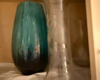 Etched glass vase, Pottery vase