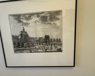 17th century engraving print Utrecht Gate, Amsterdam, Casper Commelin