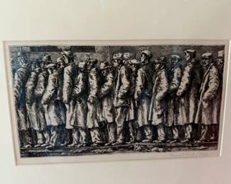 Reginald March antique print "Bread Line"
