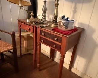 Antique side tables, lamps
