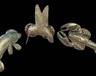 GG Harris Fine Pewter Animal Pins 