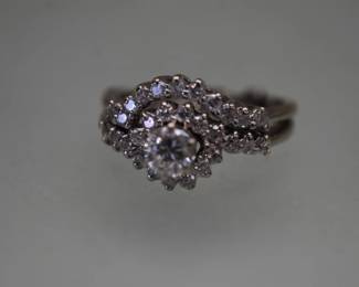 14K White Gold & Diamond Wedding Ring Set