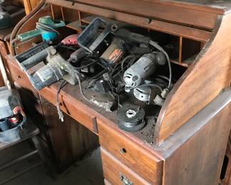 Desk - various hand tools