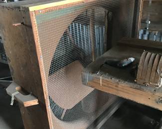 Two large vintage shop fans