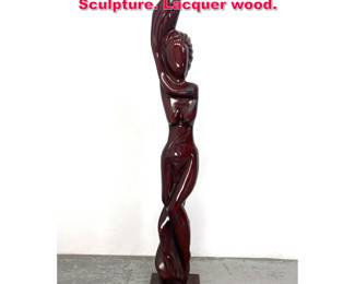 Lot 166 Large Tiki Style Tall Totem Form Sculpture. Lacquer wood.