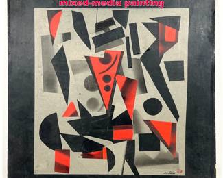 Lot 442 Ronald Ahlstrom postgeometric mixedmedia painting