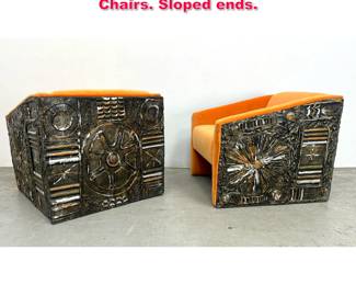 Lot 3 Pair Adrian Pearsall Brutalist Lounge Chairs. Sloped ends.