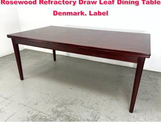 Lot 275 Large Danish Modern Skovby Rosewood Refractory Draw Leaf Dining Table Denmark. Label