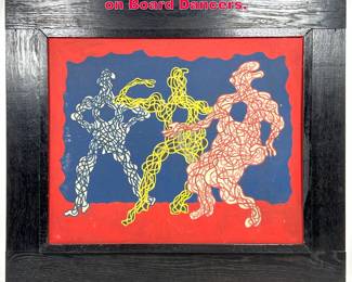 Lot 279 M. Serac abstract Modern Painting on Board Dancers.