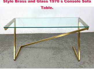 Lot 326 DESIGN INSTITUTE of AMERICA Style Brass and Glass 1970 s Console Sofa Table.
