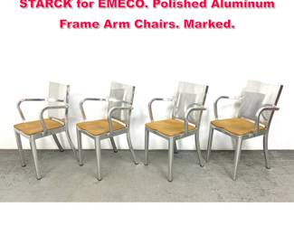 Lot 499 Set 4 Hudson Chairs by PHILIPPE STARCK for EMECO. Polished Aluminum Frame Arm Chairs. Marked.