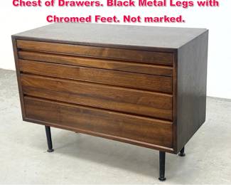 Lot 593 POUL CADOVIUS Modernist Dresser. Chest of Drawers. Black Metal Legs with Chromed Feet. Not marked.