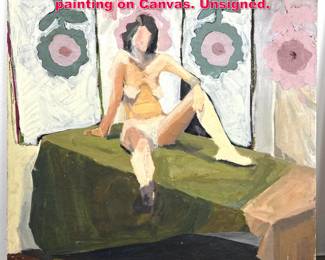 Lot 494 Large Impressionist female nude painting on Canvas. Unsigned.