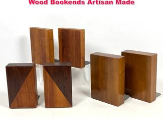 Lot 391 3 Pair MidCentury Modern Walnut Wood Bookends Artisan Made