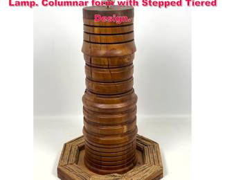 Lot 617 Laminated and Turned Wood Table Lamp. Columnar form with Stepped Tiered Design.
