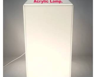 Lot 102 White Square Column Pedestal Form Acrylic Lamp.
