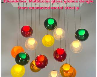 Lot 237 16 Globe Colorful Bocci Ball Chandelier. Multicolor glass globes dangle from enameled metal steel p