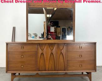 Lot 188 MidCentury Modern Brasilia Low Chest Dresser and Mirror by Broyhill Premier.