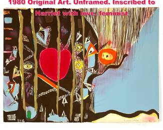 Lot 280 Nancy Azara Mixed media Signed 1980 Original Art. Unframed. Inscribed to Harriet with love. feminist