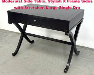 Lot 594 BARBARA BARRY for BAKER Modernist Side Table. Stylish X Frame Sides with Stretcher. Large Single Dra