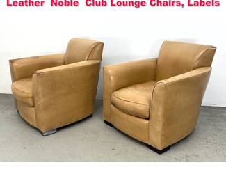 Lot 541 Pair John Hutton Donghia Buckskin Leather Noble Club Lounge Chairs, Labels
